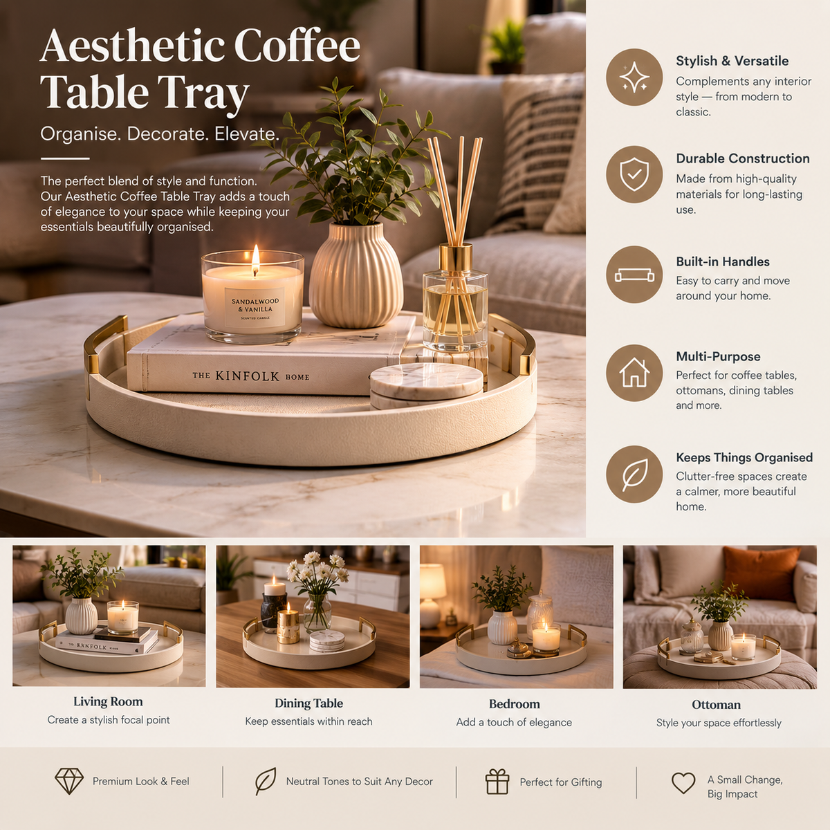 Aesthetic Coffee Table Tray